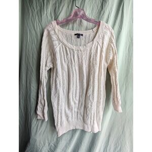 American‎ Eagle Outfitters Cream Cable Knit Long Sleeve Sweater